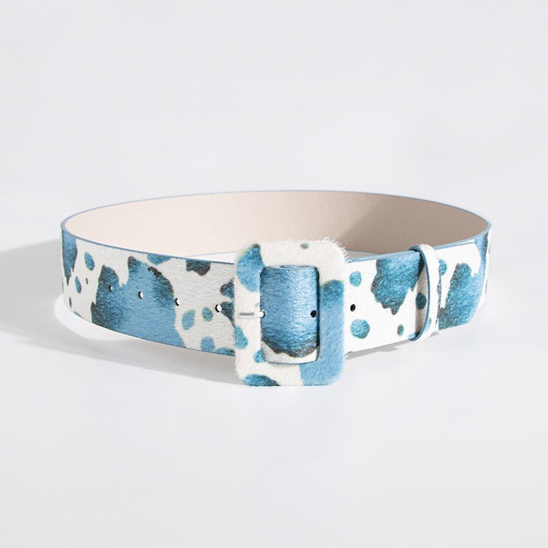 New Hot Selling Belts Versatile Imitation Horse Hair Cow Pattern Waistband With Fur Bag Buckle In Stock For Women's Belts