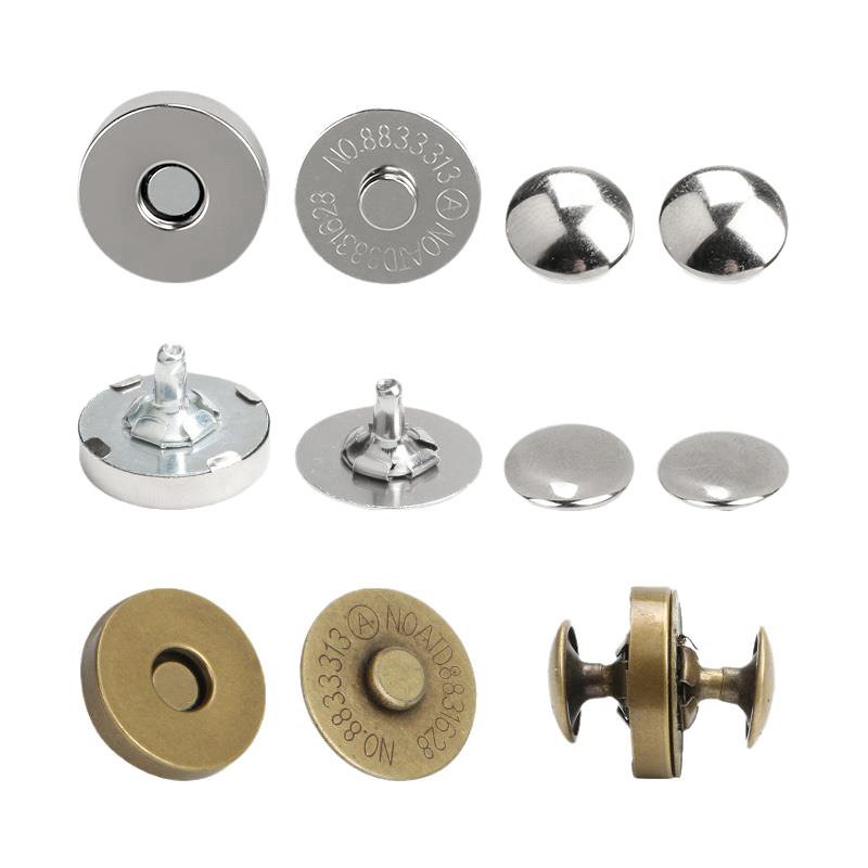 (200 sets) 14mm18mm Magnetic Button Buckle Magnet Luggage Double-hat Stud Buttons Invisible Snap-fastener Leather Rivets
