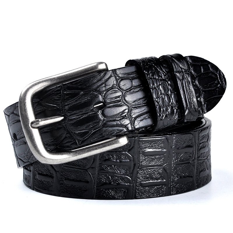 Wholesale Crocodile Grain Cowhide Belts For Men Genuine Leather Men's Pin Buckle Adjustable Man Belt