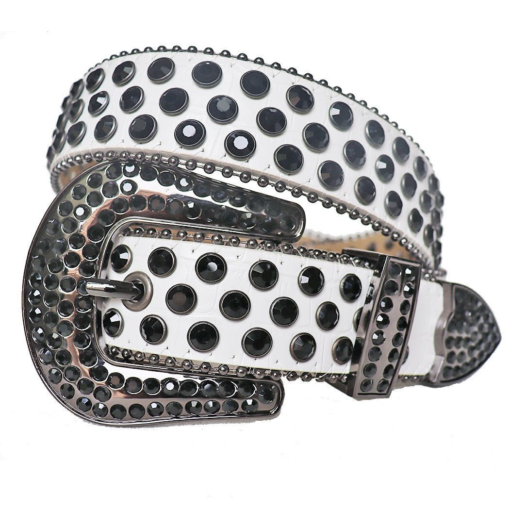Western Cowboy Bling Bling Crystal Studded Leather PU Belt with Silver Alloy Buckle Diamond Belt for Men Women Jeans Unisex