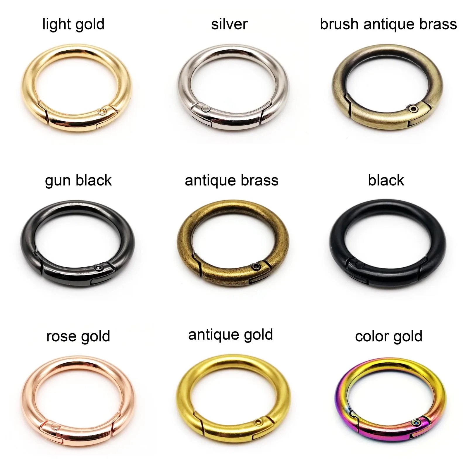 Spring Gate O Ring Openable Keyring Key Leather Bag Handbag Belt Strap Findings Pendant Buckle Snap Clasp Clip Trigger Hook
