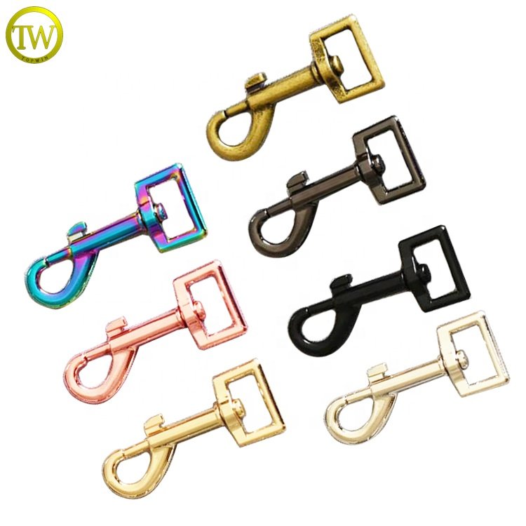 Good quality clasps trigger clips hook wholesale various color square rings clip swivel snap buckle for bags