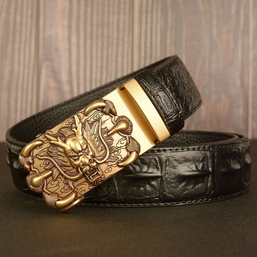 Men's belt genuine leather Retro Bronze Automatic Buckle belt , cowhide belt, simple fashion leather waistband