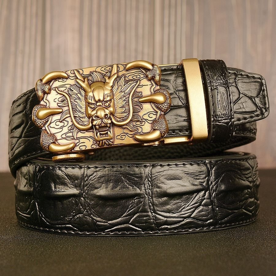 Men's belt genuine leather Retro Bronze Automatic Buckle belt , cowhide belt, simple fashion leather waistband