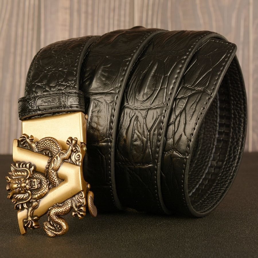 Men's belt genuine leather Retro Bronze Automatic Buckle belt , cowhide belt, simple fashion leather waistband