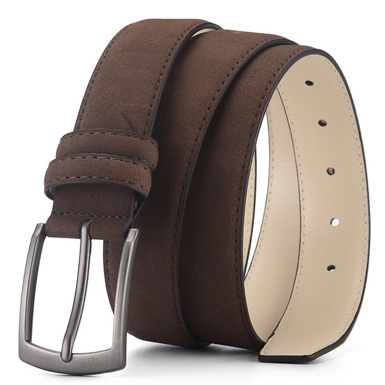 High Quality Suede Leather Black Brown Men Belt With Pin Buckle for Men