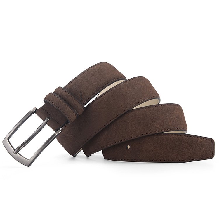 High Quality Suede Leather Black Brown Men Belt With Pin Buckle for Men