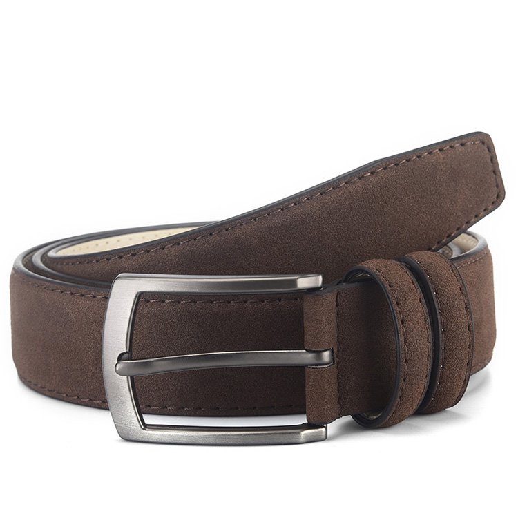 High Quality Suede Leather Black Brown Men Belt With Pin Buckle for Men