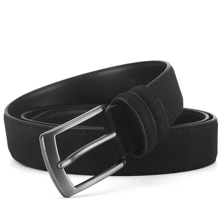 High Quality Suede Leather Black Brown Men Belt With Pin Buckle for Men