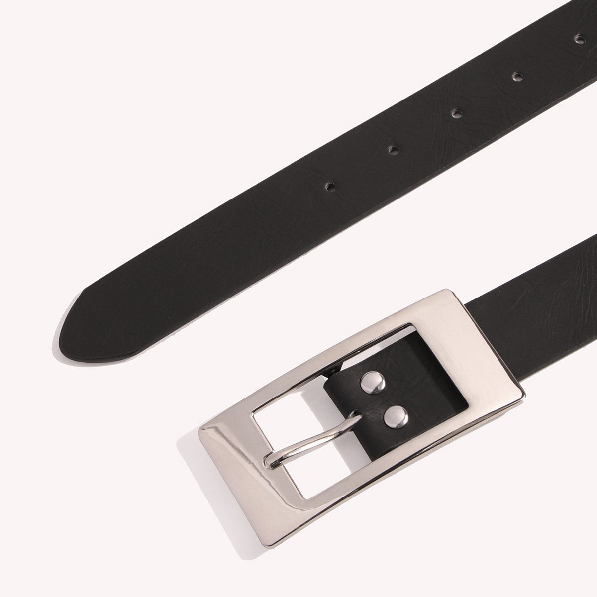 Ladies' Rectangular Large Metal Buckle Black Ladies' Pu Waist Belt Casual Belt For Women