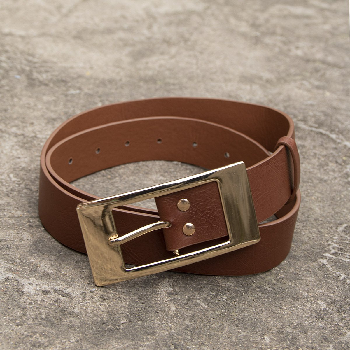 Ladies' Rectangular Large Metal Buckle Black Ladies' Pu Waist Belt Casual Belt For Women