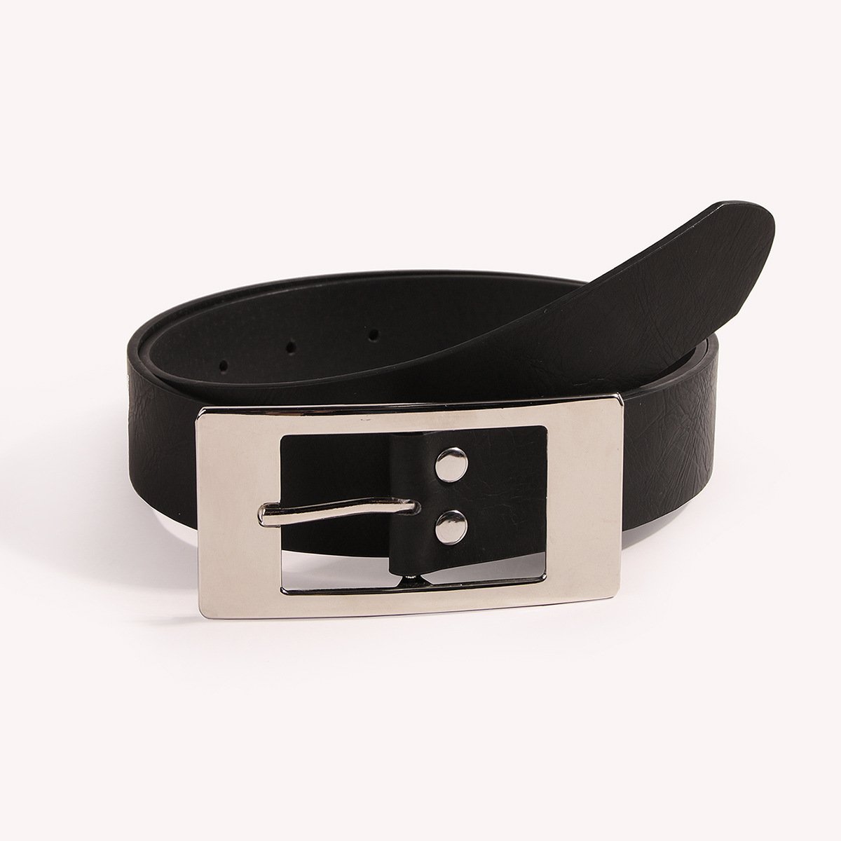 Ladies' Rectangular Large Metal Buckle Black Ladies' Pu Waist Belt Casual Belt For Women
