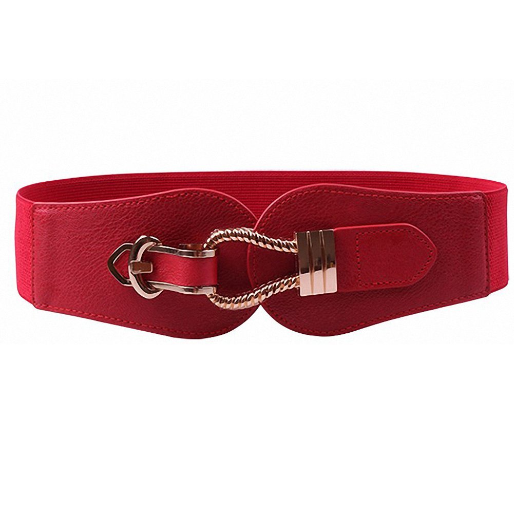 Women Wide Belts Elastic Cinch Stretch Band Wrap Metal Buckle Decorative Retro High Waist Belt for Dresses Z254