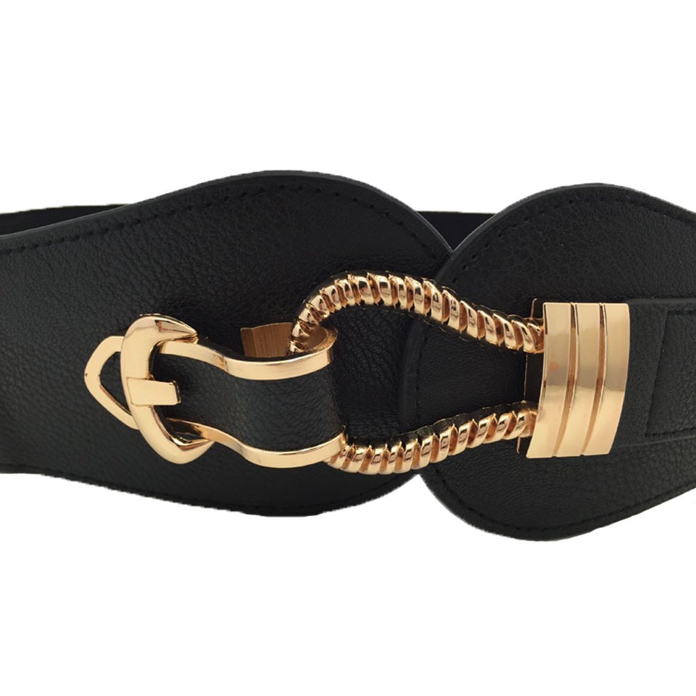 Women Wide Belts Elastic Cinch Stretch Band Wrap Metal Buckle Decorative Retro High Waist Belt for Dresses Z254