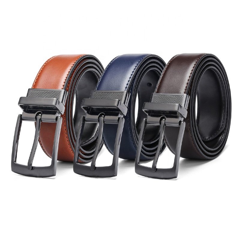 men's belts rotating needle buckle cowhide leather casual wear double-sided genuine leather for men's belts