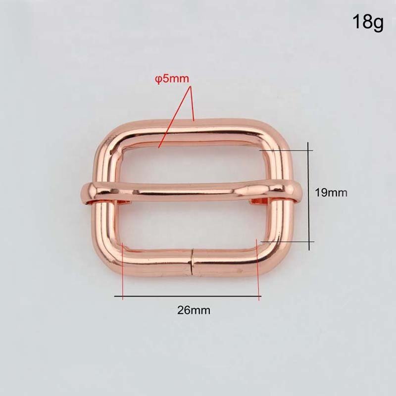 Nolvo World 5*25*20 mm 1" rose gold slides tri-glide wire-formed roller pin buckle adjuster welded tri glide slider buckle