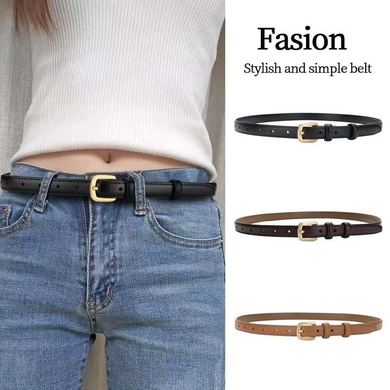 Simple Lady Cow Belt Women Needle Buckle Decoration Jeans Genuine Leather thin Belt Versatile Denim Suit Skirt Trouser