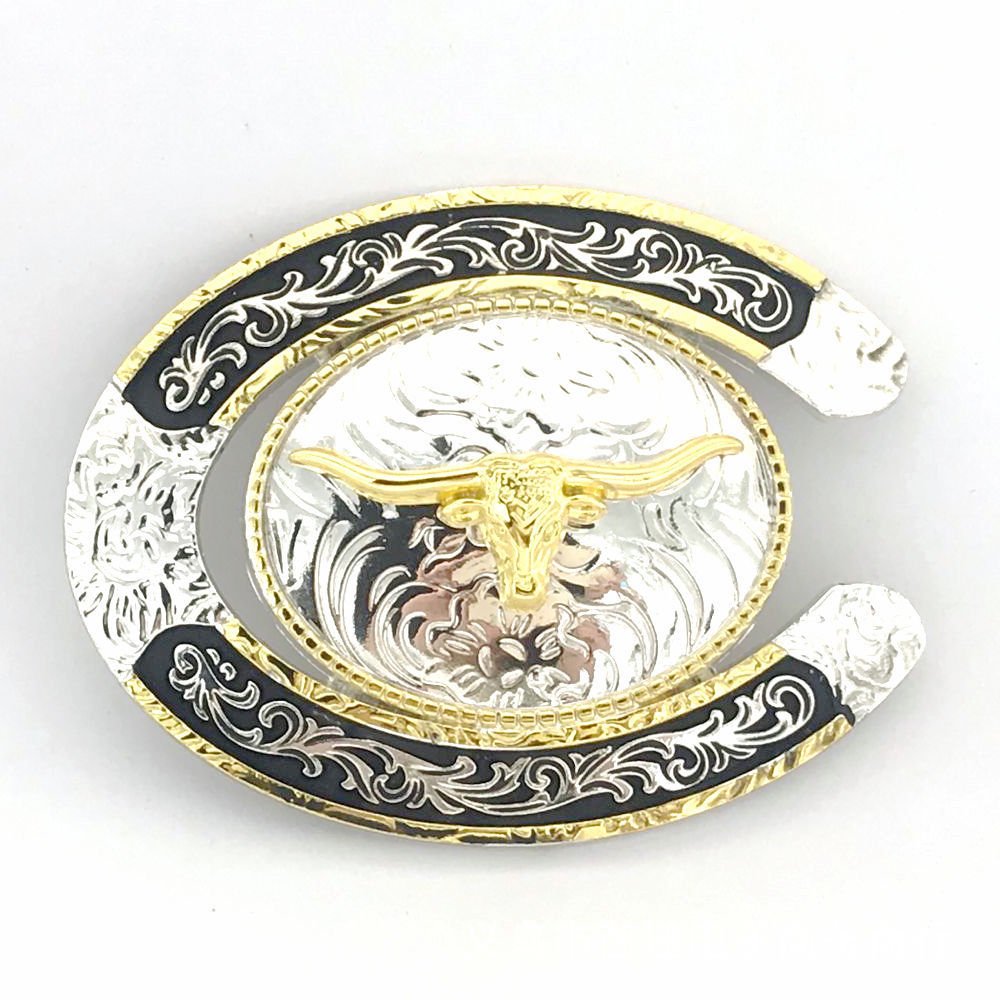 Classic Design zinc alloy cowboy Gold Silver double plating belt buckle Casual vintage Horse Western Rodeo Buckles