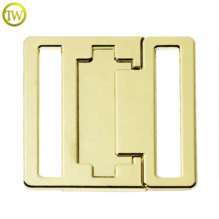 Custom design swimwear accessories metal buckles engraving logo branded slider clasps for bikini