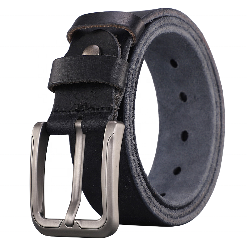 Factory Wholesale Top Quality Genuine Plain Black Brown Leather Belt Classic Pin Buckle Full Grain Leather Men Belt