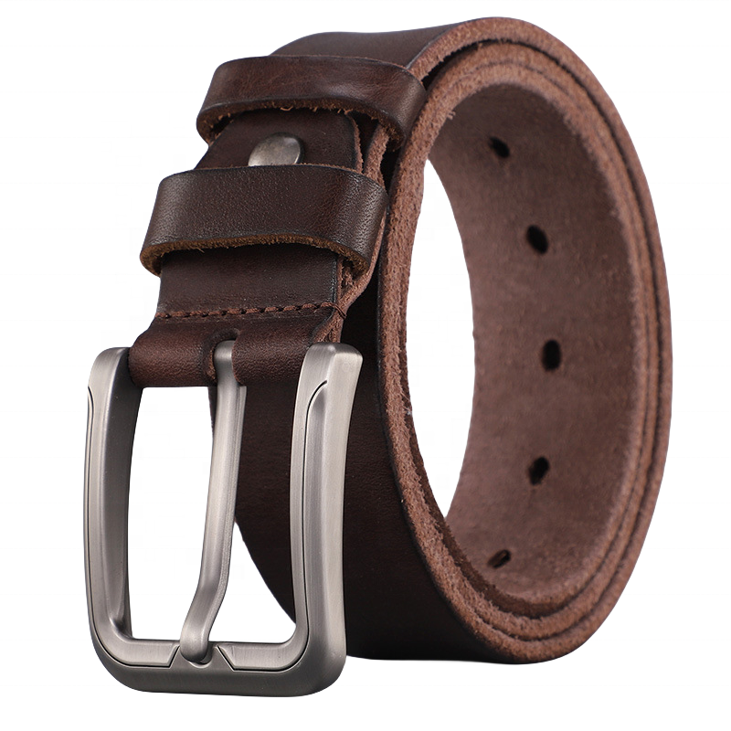 Factory Wholesale Top Quality Genuine Plain Black Brown Leather Belt Classic Pin Buckle Full Grain Leather Men Belt