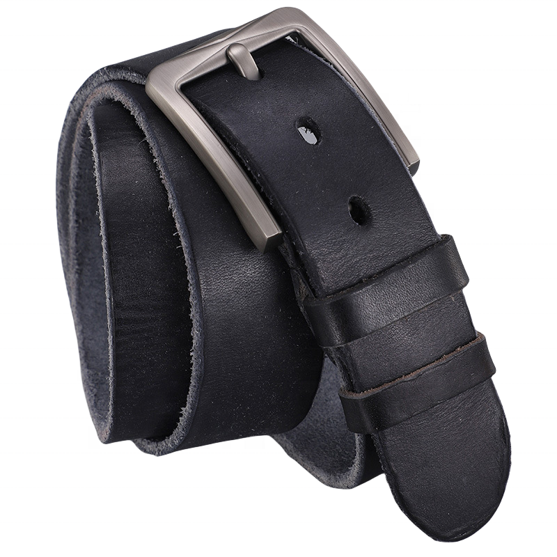 Factory Wholesale Top Quality Genuine Plain Black Brown Leather Belt Classic Pin Buckle Full Grain Leather Men Belt