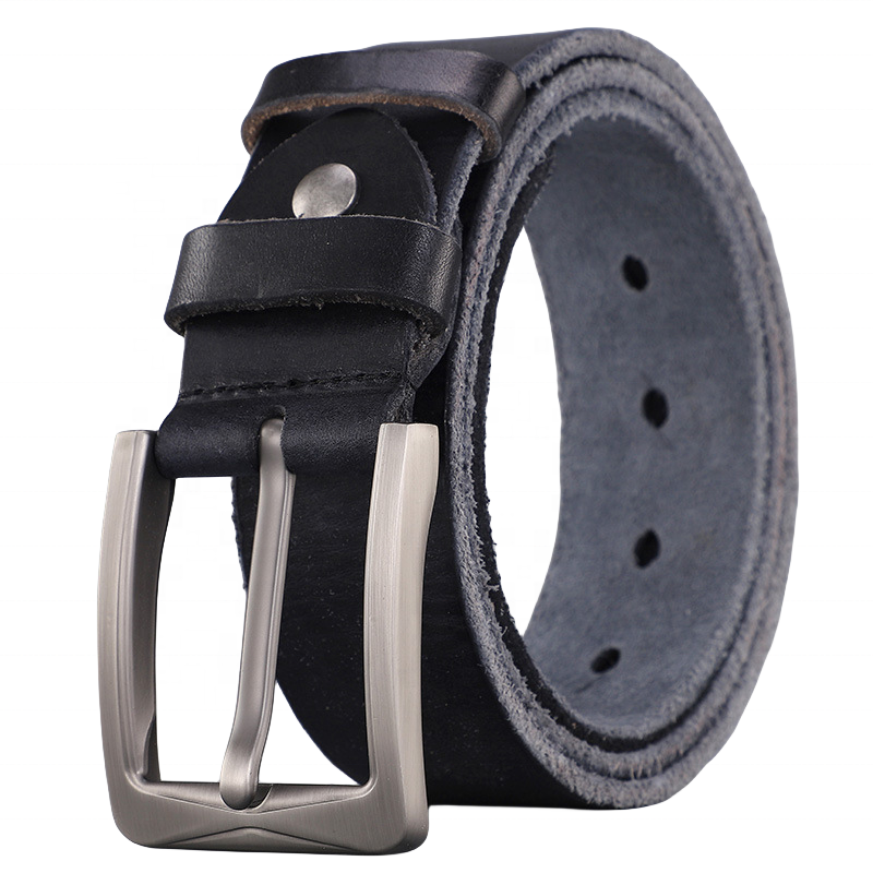 Factory Wholesale Top Quality Genuine Plain Black Brown Leather Belt Classic Pin Buckle Full Grain Leather Men Belt