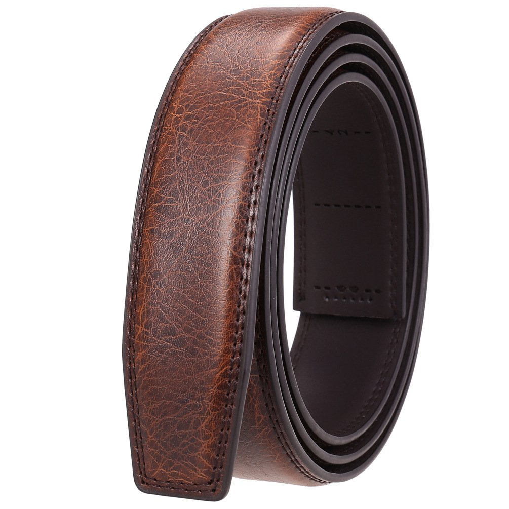 Factory Wholesale Men's belt strap automatic buckle belt body cowhide headless men's belt strap without head Dropping
