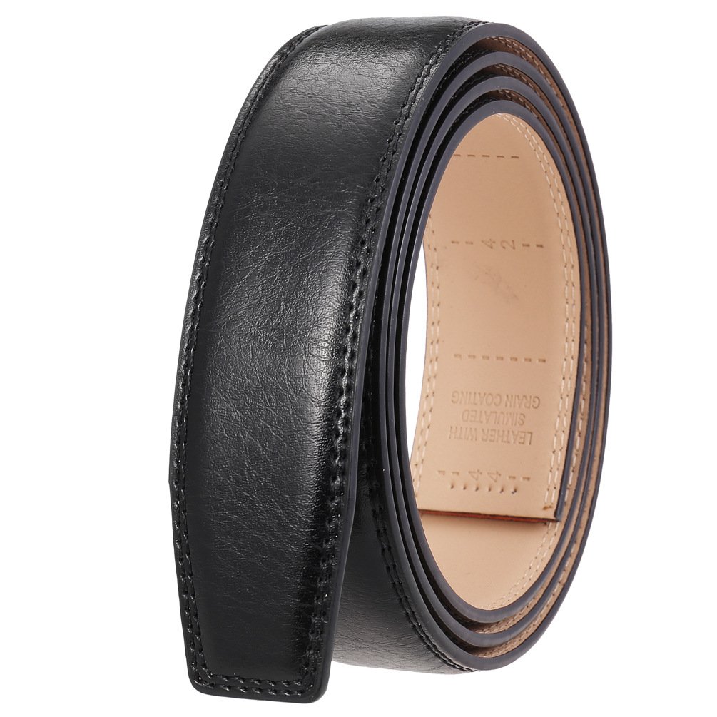 Factory Wholesale Men's belt strap automatic buckle belt body cowhide headless men's belt strap without head Dropping