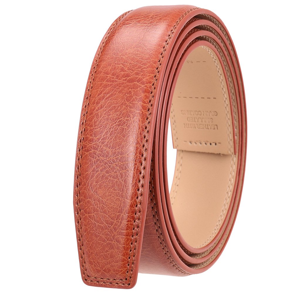 Factory Wholesale Men's belt strap automatic buckle belt body cowhide headless men's belt strap without head Dropping