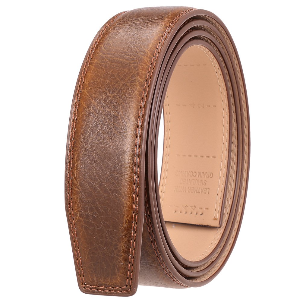 Factory Wholesale Men's belt strap automatic buckle belt body cowhide headless men's belt strap without head Dropping