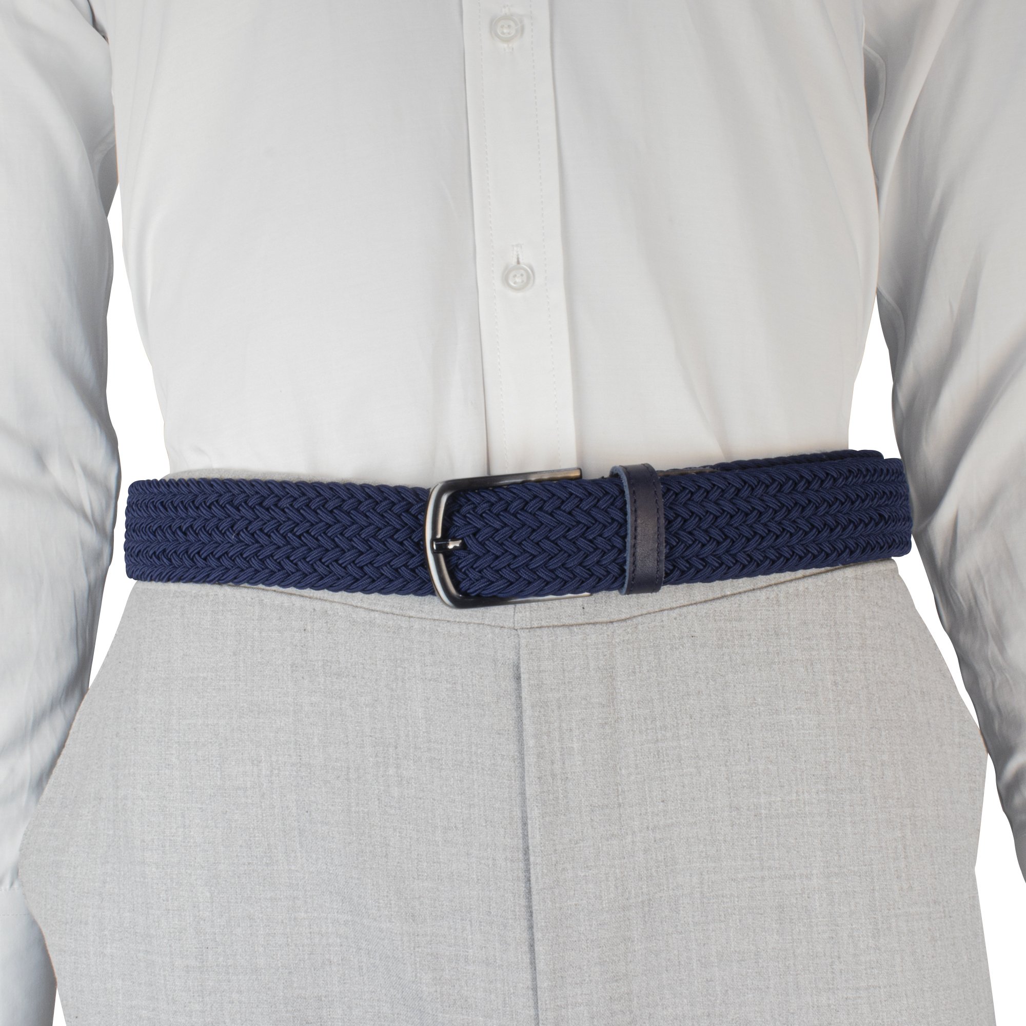 Wholesale Men's Braided Elastic Golf Belts Factory Price Stretch Nylon and Polyester Fabric with Alloy Buckle for Clothing
