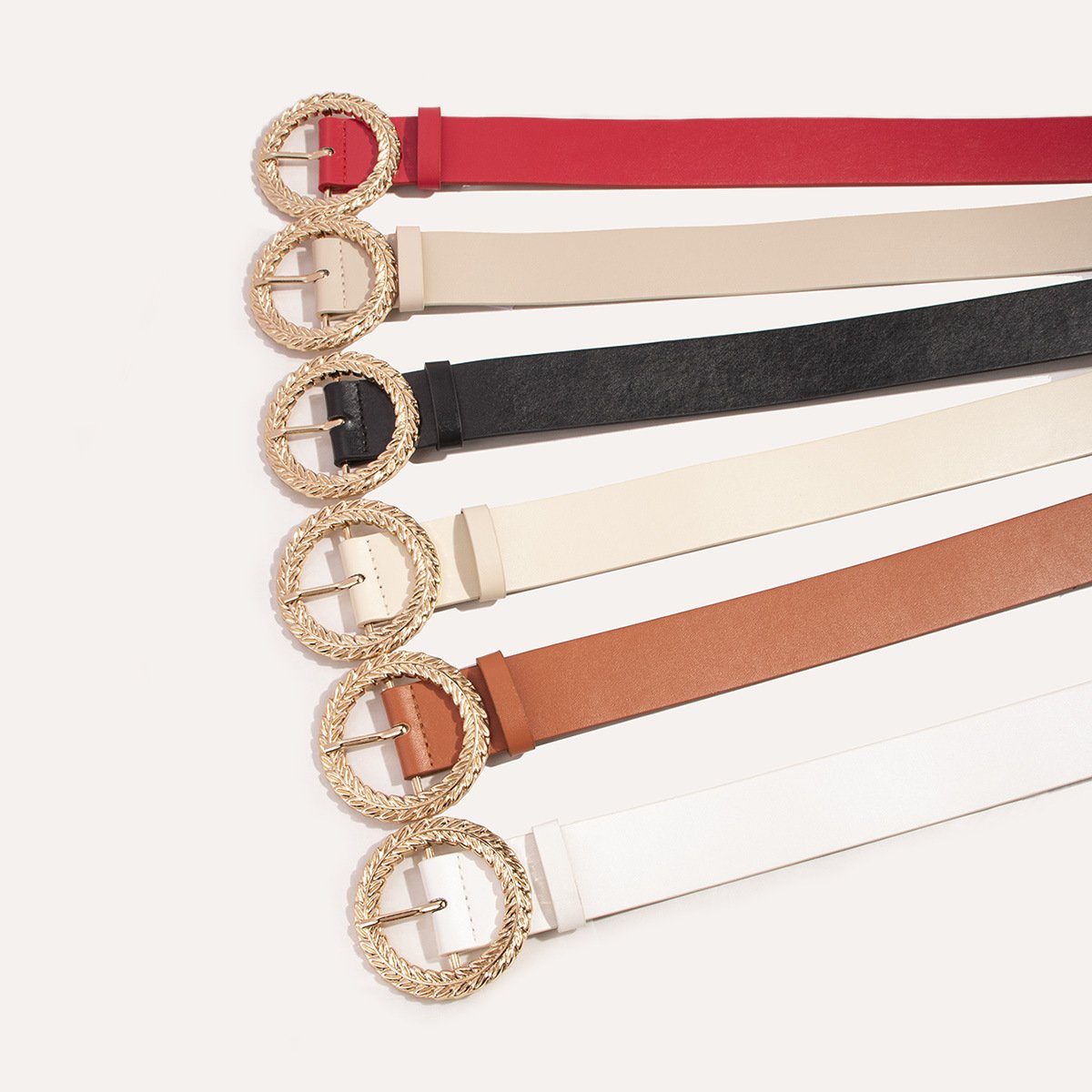 Flower Design Round Buckle Belt,Fashion Pu Belt,Classic Dress Belt,Ladies Fashion Belt