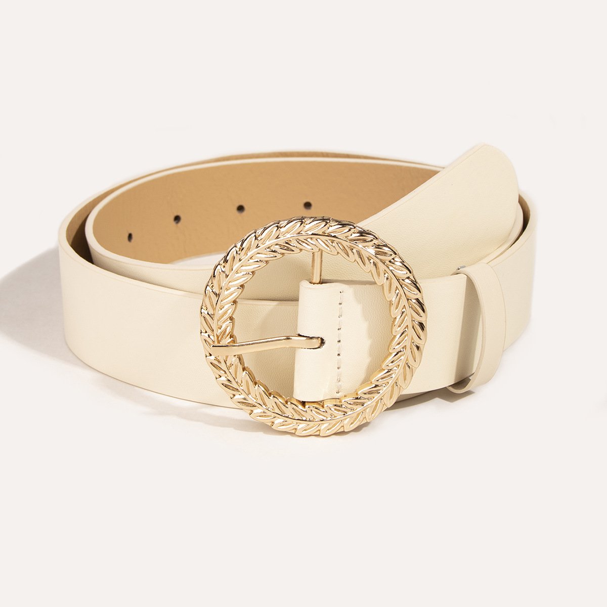 Flower Design Round Buckle Belt,Fashion Pu Belt,Classic Dress Belt,Ladies Fashion Belt