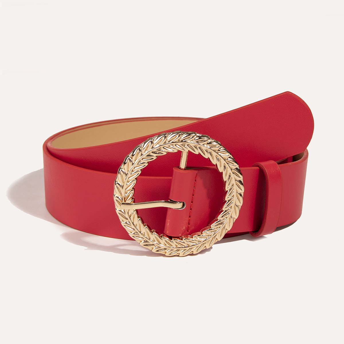 Flower Design Round Buckle Belt,Fashion Pu Belt,Classic Dress Belt,Ladies Fashion Belt