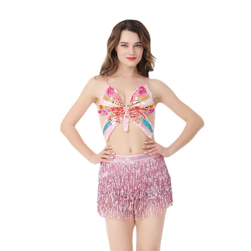 Brand new Bohemia style Sequin Skirt waist chain belt with Sparkly Fringe for Halloween Music Festival dance performance bottom