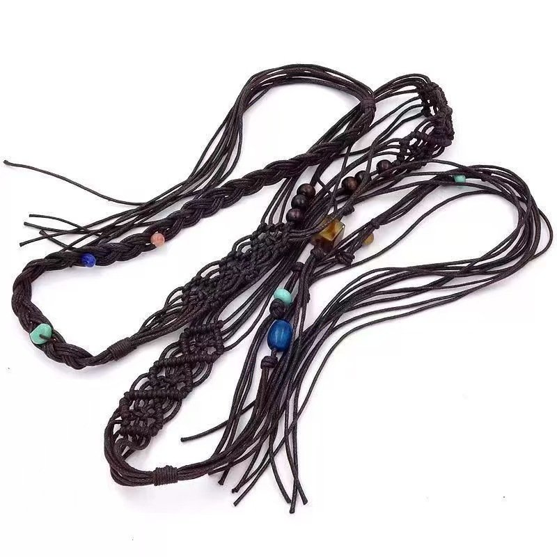 New wax rope hand woven thin waist chain retro casual women skirt Casual dress accessories ethnic style belt
