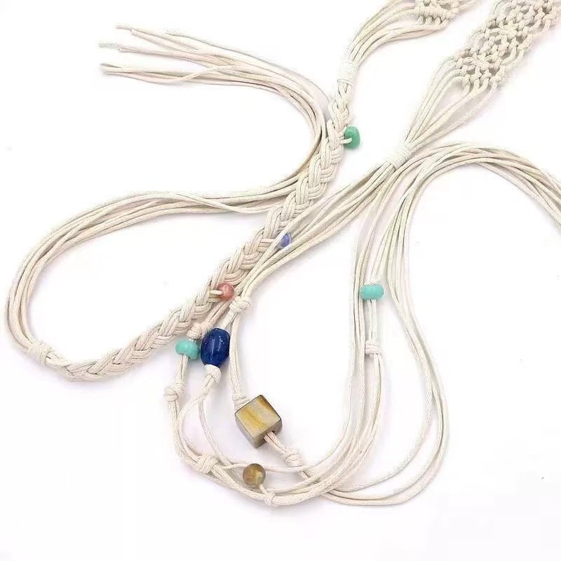 New wax rope hand woven thin waist chain retro casual women skirt Casual dress accessories ethnic style belt