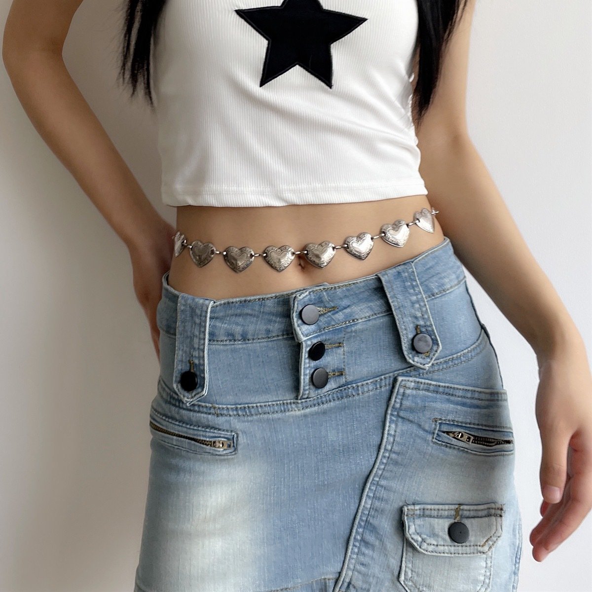 Popular Heart Waist Chain Belt Stylish Girls Dress Pants Decorate Metal Chain Belt Women Waist Belt