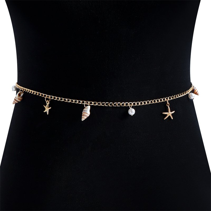 Luoyan Jewelry Fashion Africa Sexy Body Chain Bikini Accessories Waist Chain Belt Starfish Shell Pendant Belly Chain