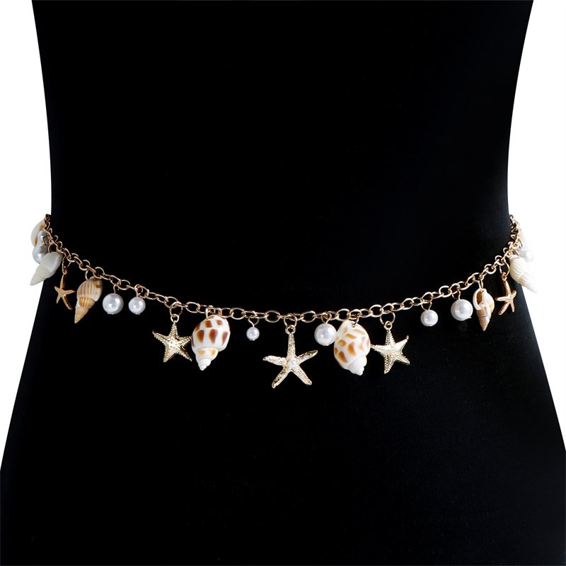 Luoyan Jewelry Fashion Africa Sexy Body Chain Bikini Accessories Waist Chain Belt Starfish Shell Pendant Belly Chain
