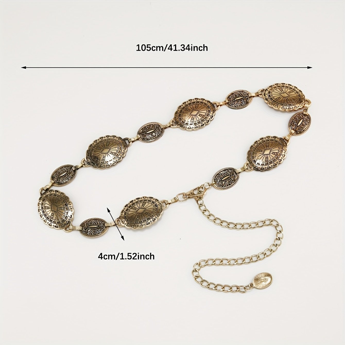 New Metal Waist Chain Bohemian Ethnic Style Chain Belt Metal Link Western Cowgirl Turquoise Chain Belt For Dress Shirts