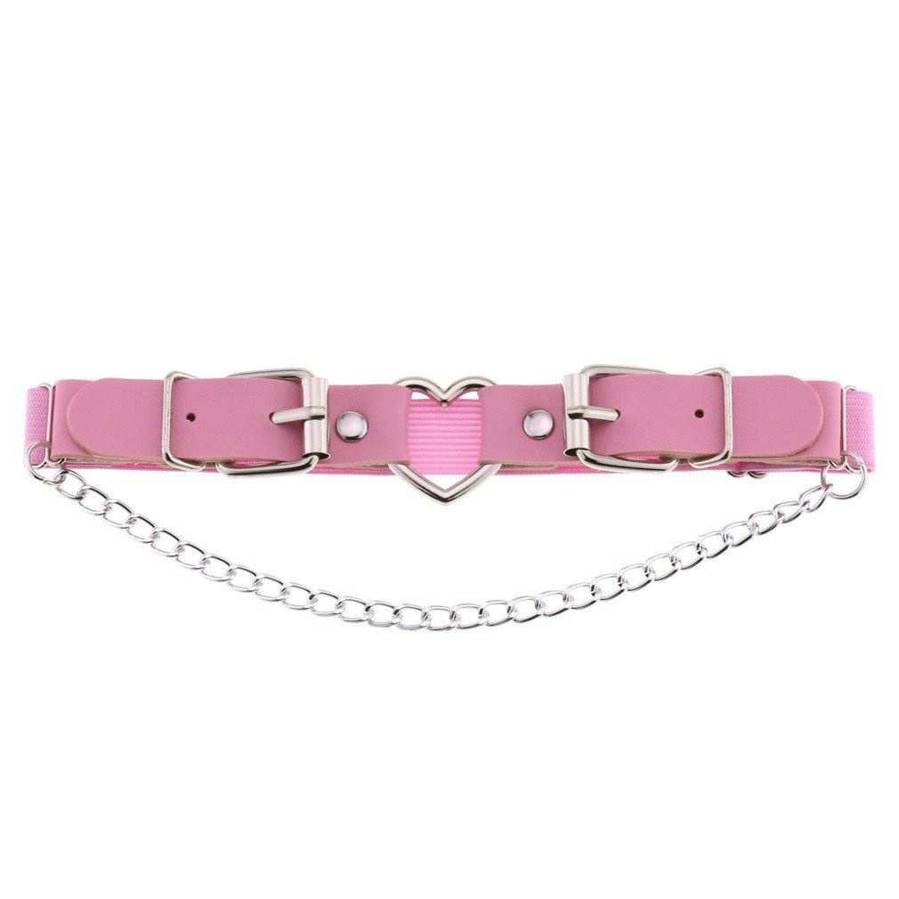 Adjustable Heart-Shaped Thigh Garter 2 Pieces Punk Leather Garter Belts Leg Garter with Chains Body Accessories