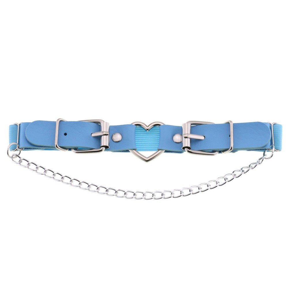 Adjustable Heart-Shaped Thigh Garter 2 Pieces Punk Leather Garter Belts Leg Garter with Chains Body Accessories