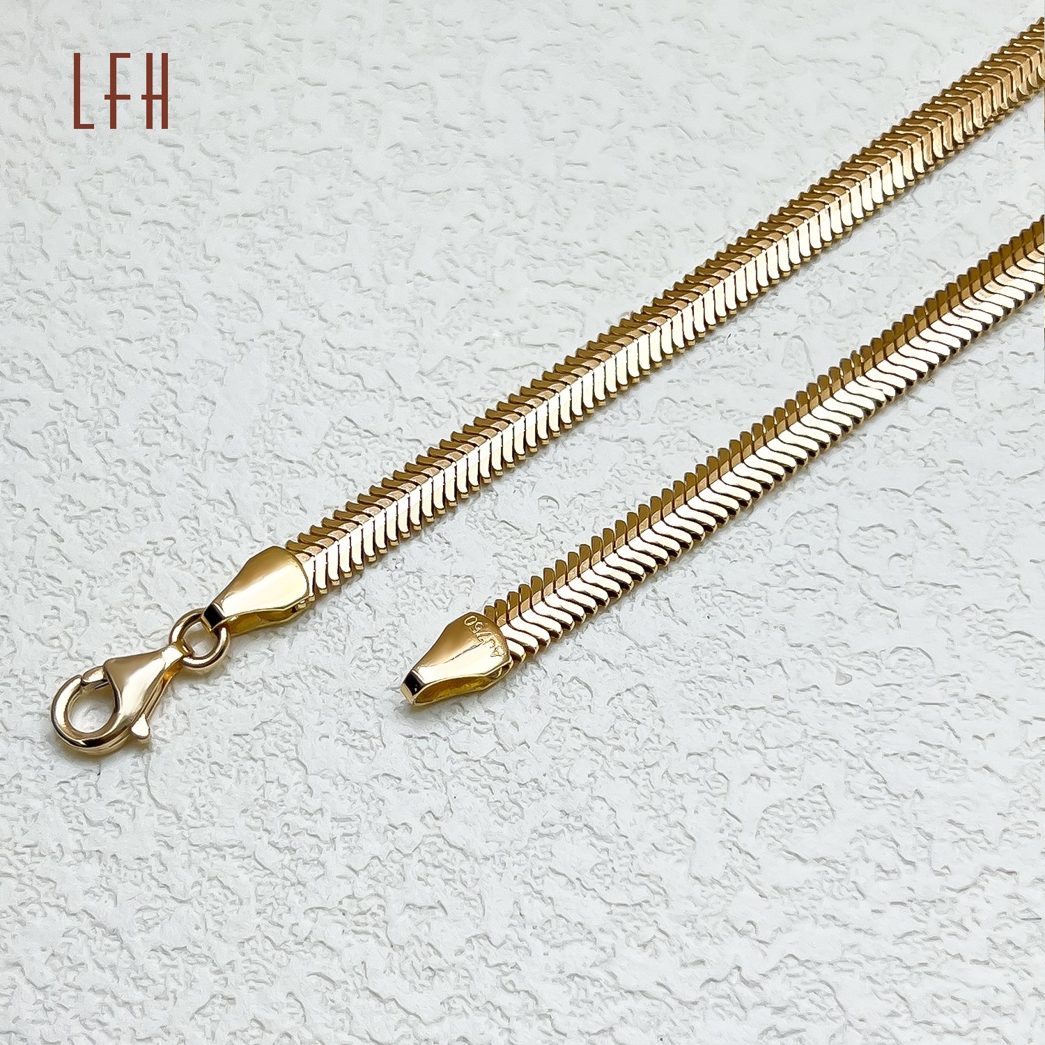 LFH Au750 Yellow Solid Gold Snake Chain Belt Real 18k Gold Snake Bone Chain Saudi Gold Jewelry Pawnable 18k