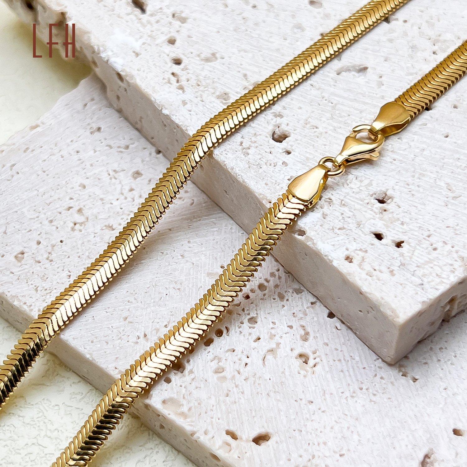 LFH Au750 Yellow Solid Gold Snake Chain Belt Real 18k Gold Snake Bone Chain Saudi Gold Jewelry Pawnable 18k
