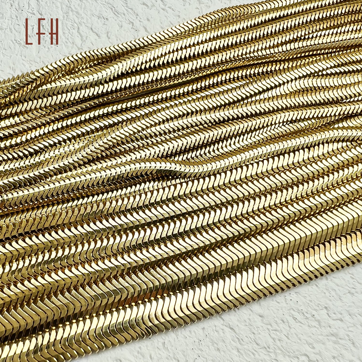 LFH Au750 Yellow Solid Gold Snake Chain Belt Real 18k Gold Snake Bone Chain Saudi Gold Jewelry Pawnable 18k