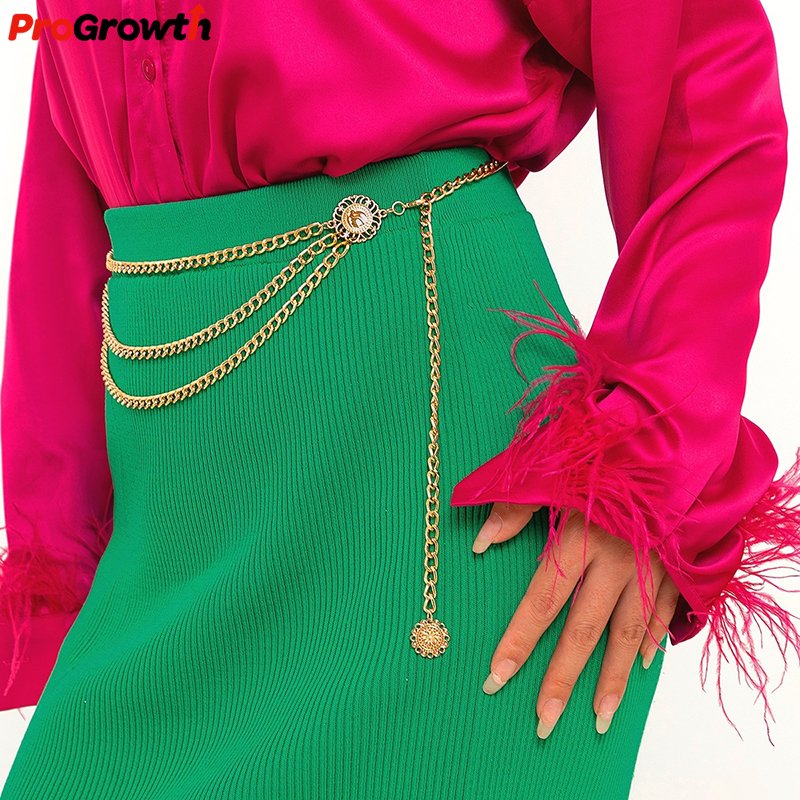 Alloy Multi-layer Exaggerated Body Chain Women Belly Chain Queen Portrait Vintage Street Waistband Waist Chains