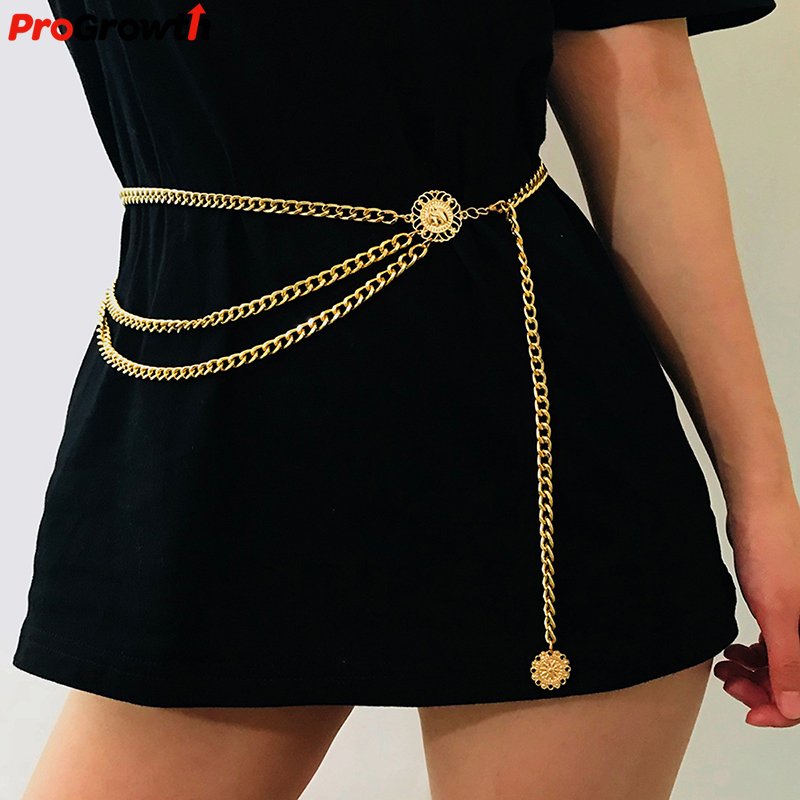Alloy Multi-layer Exaggerated Body Chain Women Belly Chain Queen Portrait Vintage Street Waistband Waist Chains
