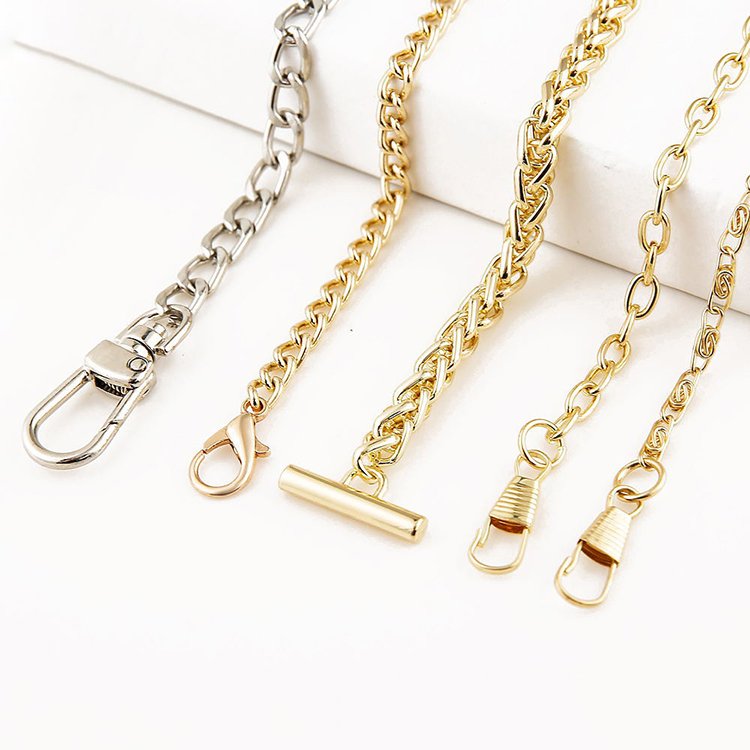 Wholesale bag chain parts & accessories metal twisted handbag shoulder strap for purse luggage crossbody bag